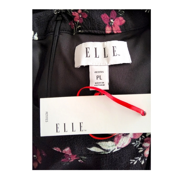 Nwt!! ELLE Designer Black and Floral Gorgeous Midi Dress With Bow Tie!!💖 - Picture 15 of 16